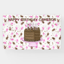 Gepersonaliseerde roze en bruine Stippen Happy Bir Spandoek