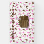 Gepersonaliseerde roze en bruine Stippen Happy Bir Spandoek (Verticaal)