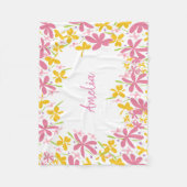 Gepersonaliseerde roze en gele Wildflower Fleece Deken (Voorkant)