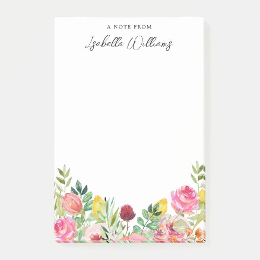 Gepersonaliseerde roze en gele Wildflower Post-it® Notes (Voorkant)