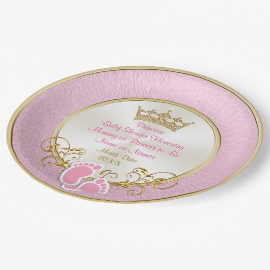 Gepersonaliseerde roze en gouden Baby showers Bord (Gekanteld)