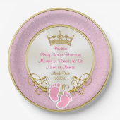 Gepersonaliseerde roze en gouden Baby showers Bord (Voorkant)