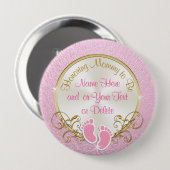 gepersonaliseerde roze en gouden mama om te worde ronde button 4,0 cm (Voorkant /achterkant)