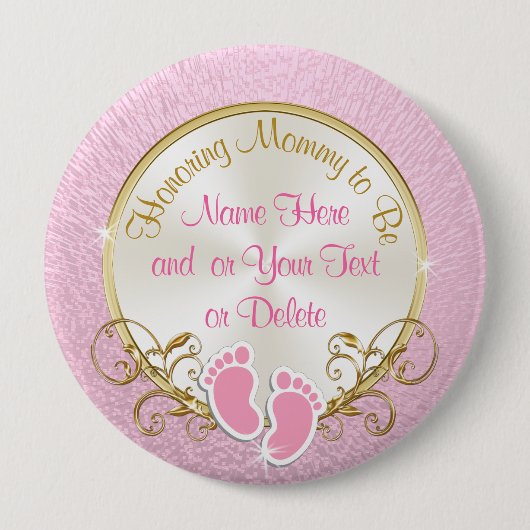 gepersonaliseerde roze en gouden mama om te worde ronde button 4,0 cm (Voorkant)