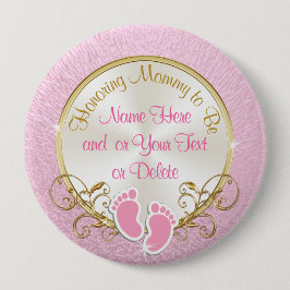  gepersonaliseerde roze en gouden mama om te worde ronde button 4,0 cm