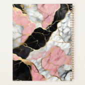 Gepersonaliseerde Roze en Gouden Marmerprint Planner (Achterkant)