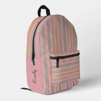 Gepersonaliseerde roze en gouden tas, voor school  bedrukte rugzak