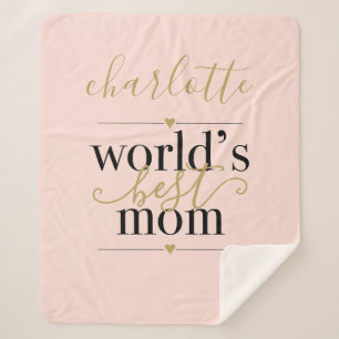 Gepersonaliseerde Roze en Gouden Werelds Beste Moe Sherpa Deken