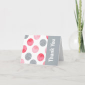 Gepersonaliseerde Roze en Grijs Stip Bedankkaart (Voorkant)