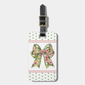 Gepersonaliseerde Roze en Groene Bloemenslinger Bagagelabel (Voorkant verticaal)