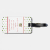 Gepersonaliseerde Roze en Groene Bloemenslinger Bagagelabel (Achterkant horizontaal)