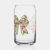 Gepersonaliseerde Roze en Groene Bloemslingertas Blikvorm Glas (Voorkant)