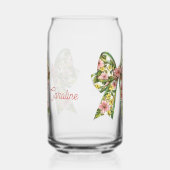 Gepersonaliseerde Roze en Groene Bloemslingertas Blikvorm Glas (Rechts)
