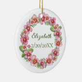 Gepersonaliseerde roze en groene kerstmis keramisch ornament (Rechts)
