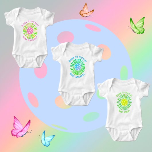 Gepersonaliseerde Roze en Groene Pickleball Baby M Romper