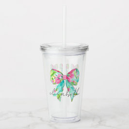 Gepersonaliseerde Roze en Groene Strikken Preppy Acryl Drinkbeker