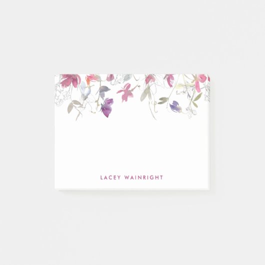 Gepersonaliseerde roze en Lila Waterverf snoepgoed Post-it® Notes (Voorkant)