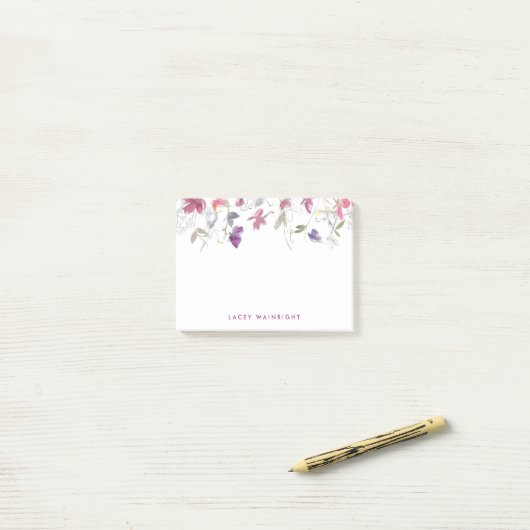 Gepersonaliseerde roze en Lila Waterverf snoepgoed Post-it® Notes (Op bureau)