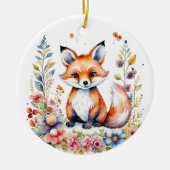 Gepersonaliseerde roze en paarse bloemen en Baby F Keramisch Ornament (Voorkant)