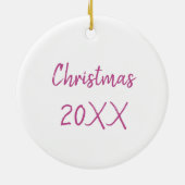 Gepersonaliseerde roze en paarse bloemen kerst keramisch ornament (Achterkant)