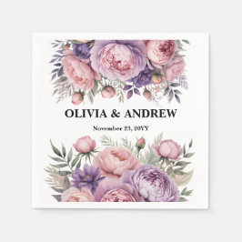 Gepersonaliseerde roze en Paarse bloemenservetten Servet