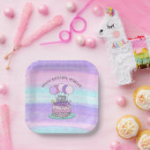 Gepersonaliseerde roze en Paarse gelukkige verjaar Papieren Bordje (Feest)