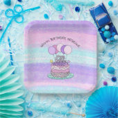 Gepersonaliseerde roze en Paarse gelukkige verjaar Papieren Bordje (Feest)