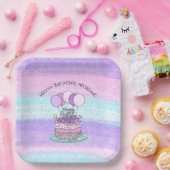 Gepersonaliseerde roze en Paarse gelukkige verjaar Papieren Bordje (Feest)