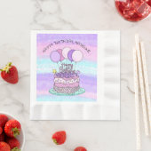 Gepersonaliseerde roze en Paarse gelukkige verjaar Servet (Insitu)