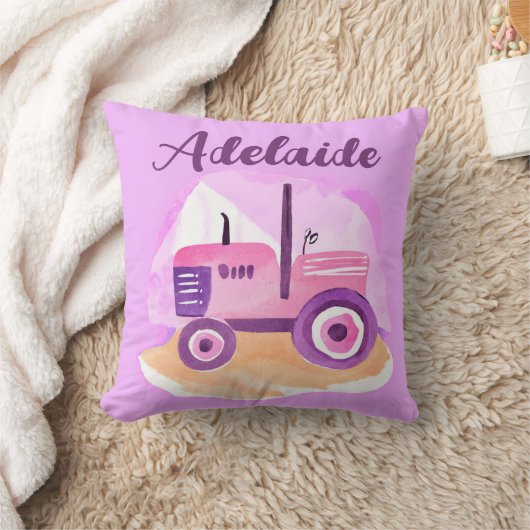 Gepersonaliseerde roze en paarse tractor kussen (Deken)