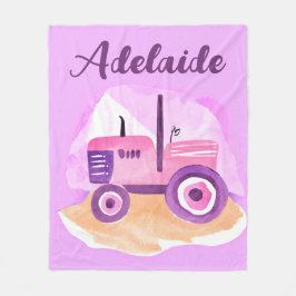 Gepersonaliseerde roze en Paarse tractordeken Fleece Deken