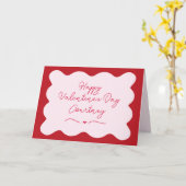 Gepersonaliseerde roze en rode geschulpte Valentij Kaart (Gele Bloem)