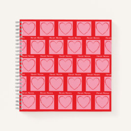 Gepersonaliseerde roze en rode hart blokken tijdsc notitieboek