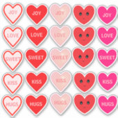 Gepersonaliseerde roze en rode liefdesharten sticker (Voorkant)