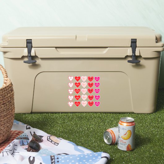 Gepersonaliseerde roze en rode liefdesharten sticker (Koeler)