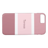 Gepersonaliseerde roze en wit gestreept Case-Mate iPhone case (Achterkant (Horizontaal))