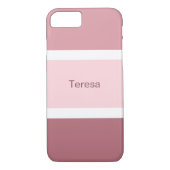 Gepersonaliseerde roze en wit gestreept Case-Mate iPhone case (Achterkant)