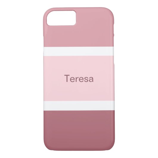 Gepersonaliseerde roze en wit gestreept Case-Mate iPhone case (Achterkant)
