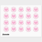 Gepersonaliseerde roze en witbruiloft-stickers ronde sticker (Vel)