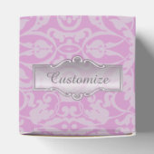 Gepersonaliseerde roze en witte Damask Heart Favor Bedankdoosjes (Bovenkant)