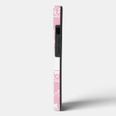 Gepersonaliseerde roze en witte damast Case-Mate iPhone case (Achterkant / Links)