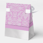 Gepersonaliseerde roze en witte dunningdoos bedankdoosjes (Achterkant)