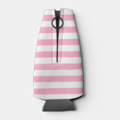 Gepersonaliseerde roze en witte gestreepte fleskoe flesjeskoeler (Achterkant)