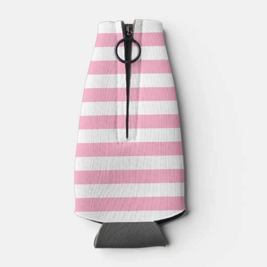 Gepersonaliseerde roze en witte gestreepte fleskoe flesjeskoeler (Achterkant)