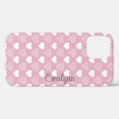 Gepersonaliseerde roze en witte harten Case-Mate iPhone case (Achterkant (horizontaal))