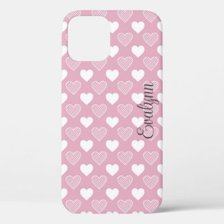 Gepersonaliseerde roze en witte harten Case-Mate iPhone case