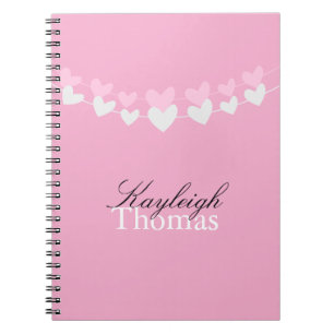 Gepersonaliseerde Roze en Witte Harten Notitieboek