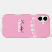 Gepersonaliseerde Roze en Witte Hartjes Case-Mate iPhone Case (Achterkant (horizontaal))