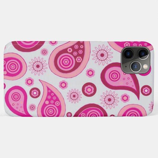 Gepersonaliseerde roze en witte paisley Case-Mate iPhone case (Achterkant (horizontaal))