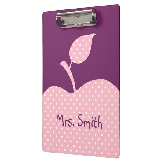 Gepersonaliseerde roze en witte polka dot appel klembord (Links)